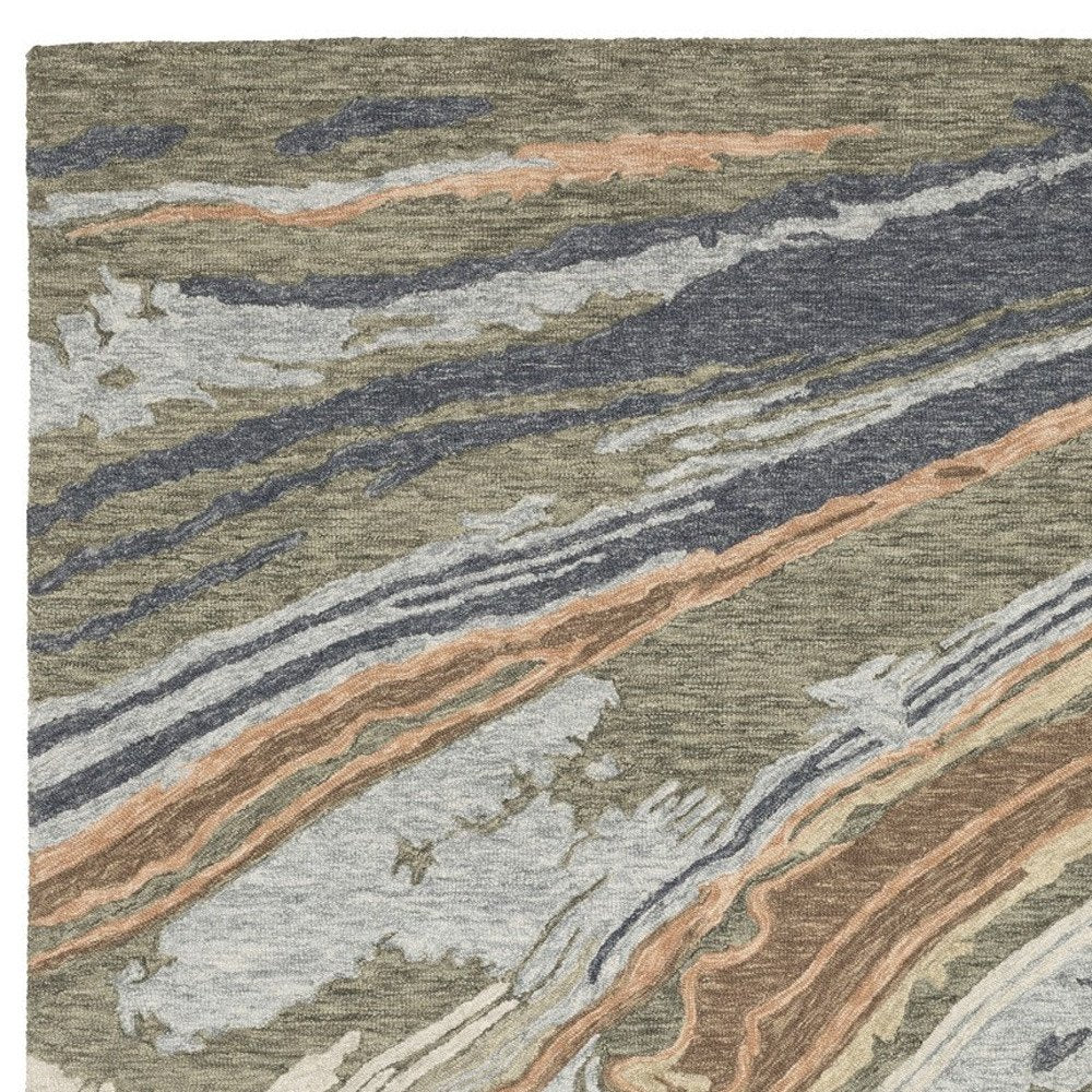 Gray Blue Wool Abstract Hand Tufted Area Rug - Modern | AUREMI