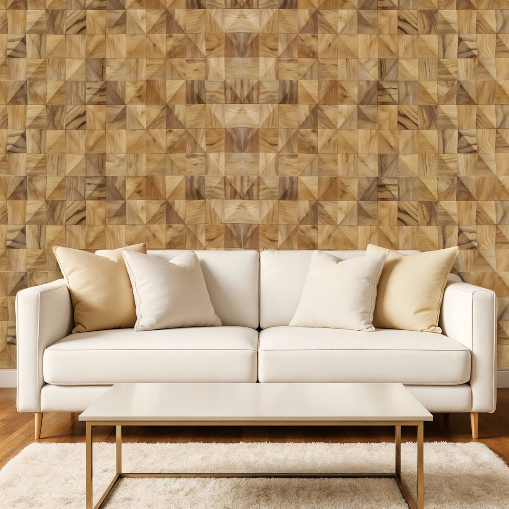 AUREMI Embossed Diamond Teak Reclaimed Wood Decorative Wall Panels