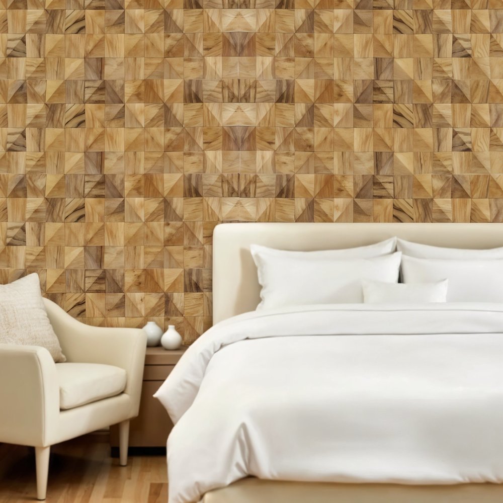 AUREMI Embossed Diamond Teak Reclaimed Wood Decorative Wall Panels