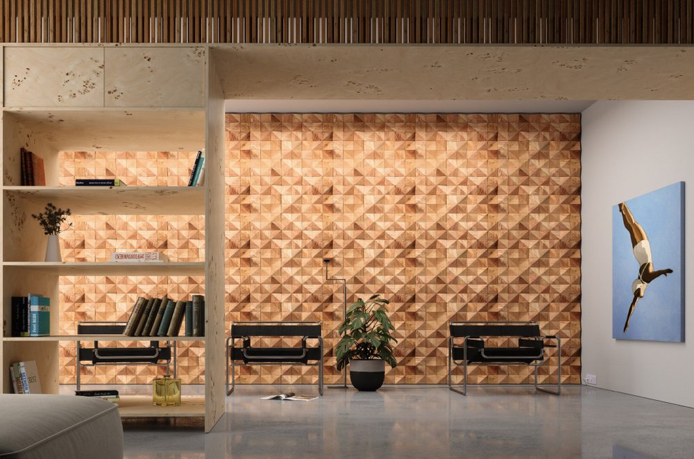 AUREMI Embossed Diamond Teak Reclaimed Wood Decorative Wall Panels