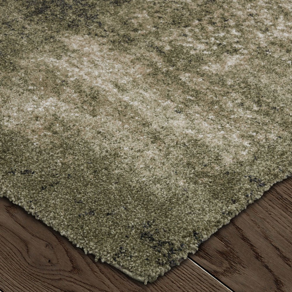 Green Tan Abstract Distressed Area Rug - 8x10 Industrial | AUREMI
