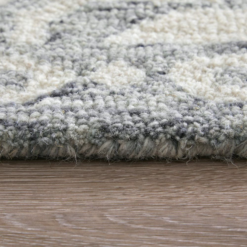 8' X 10' Gray And White Geometric Hand Tufted Area Rug