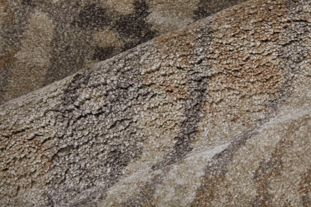 Brown Tan Ivory Abstract Distressed Area Rug - 9x12 Industrial | AUREMI