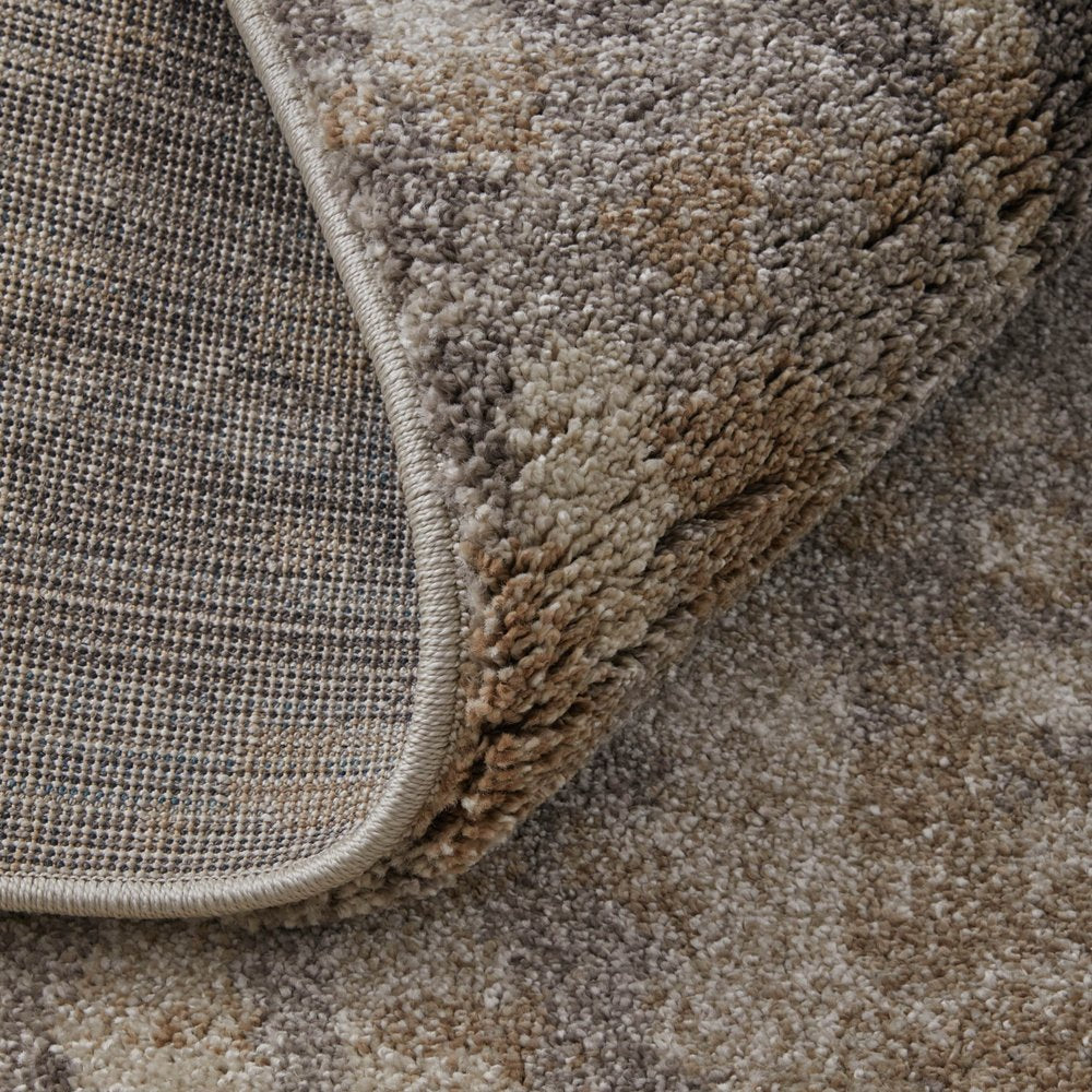 Brown Tan Ivory Abstract Distressed Area Rug - 9x12 Industrial | AUREMI