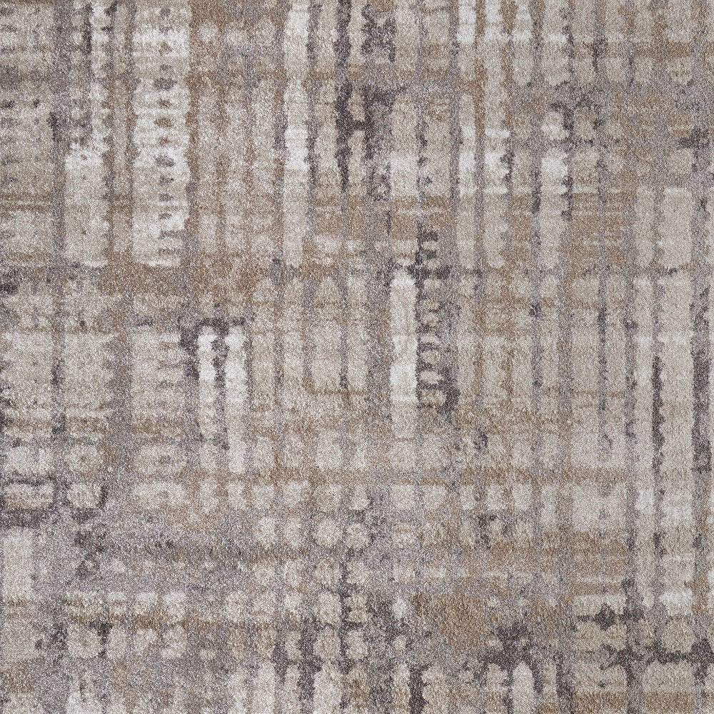Brown Tan Ivory Abstract Distressed Area Rug - 9x12 Industrial | AUREMI