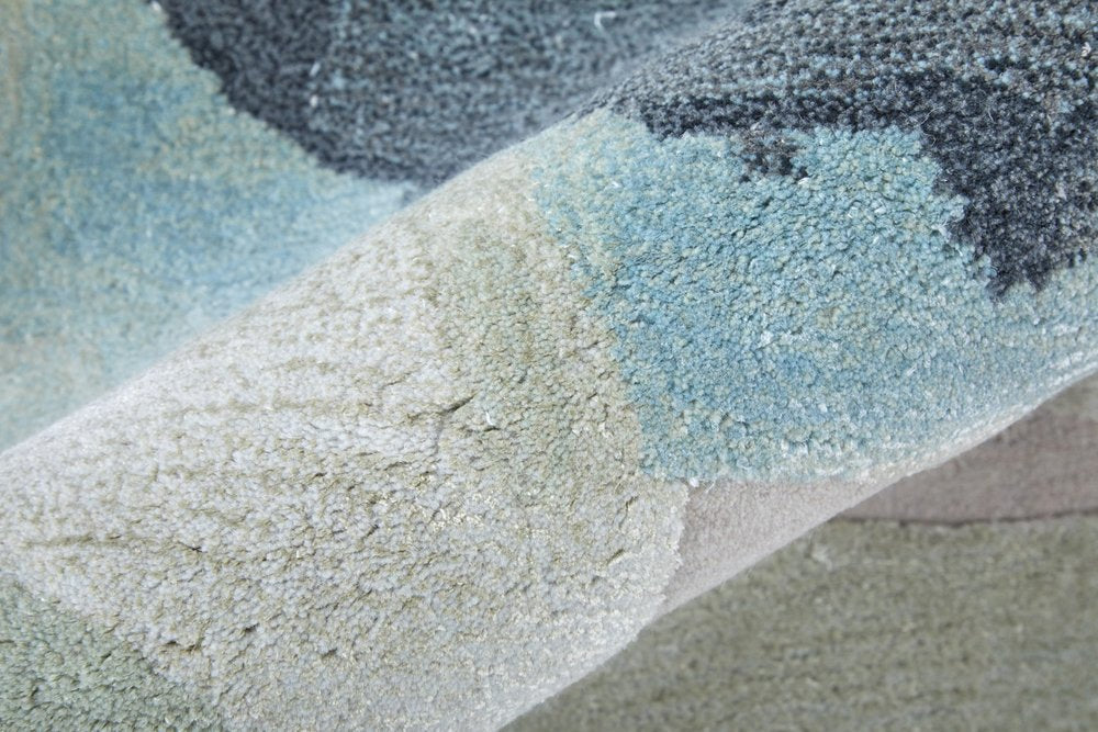 Green Blue Ivory Abstract Hand Tufted Area Rug - 8x10 Artisan | AUREMI