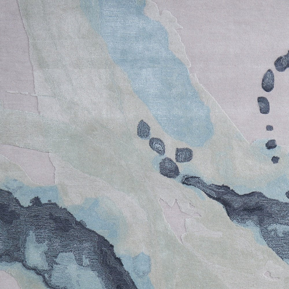 Green Blue Ivory Abstract Hand Tufted Area Rug - 8x10 Artisan | AUREMI