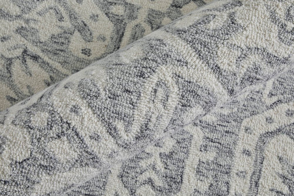 8' X 10' Gray And White Geometric Hand Tufted Area Rug