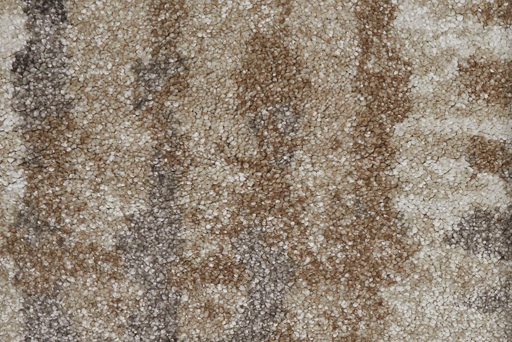 Brown Tan Ivory Abstract Distressed Area Rug - 9x12 Industrial | AUREMI