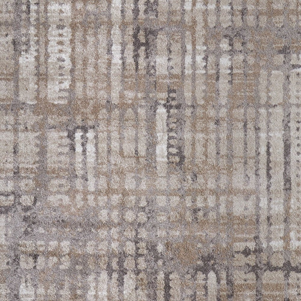 Brown Tan Ivory Abstract Distressed Area Rug - 9x12 Industrial | AUREMI