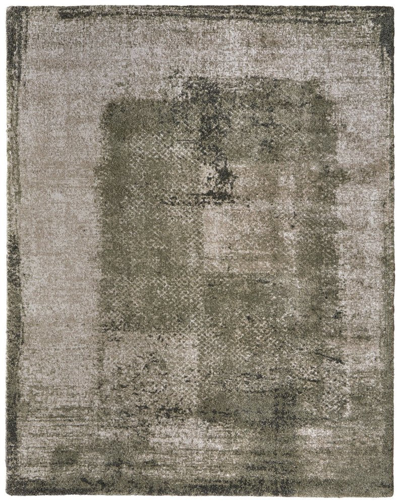 Green Tan Abstract Distressed Area Rug - 8x10 Industrial | AUREMI