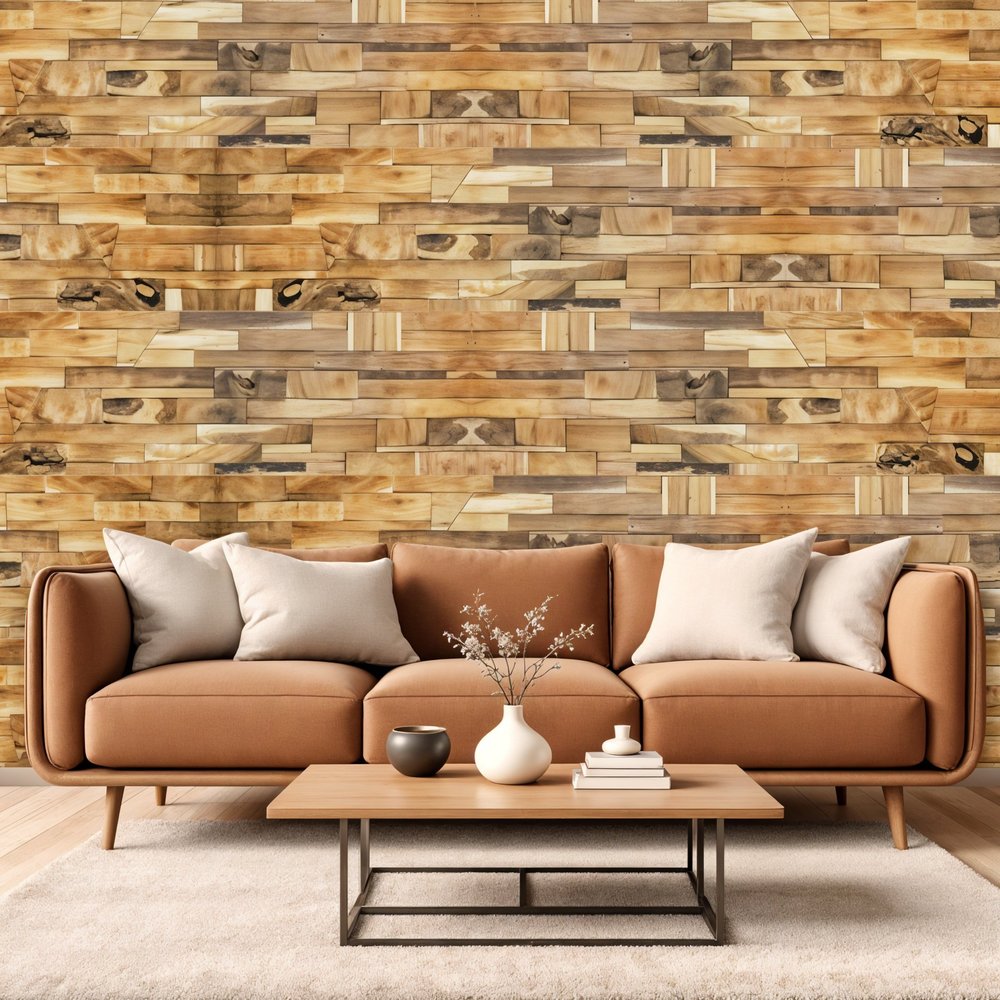 AUREMI Embossed Abstract Teak Reclaimed Wood WALL PANELS