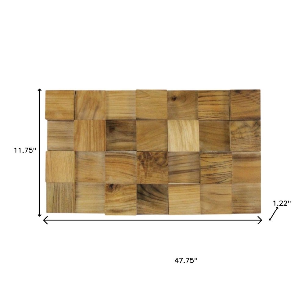 AUREMI Embossed Block Teak Wood Decorative Wall Panels