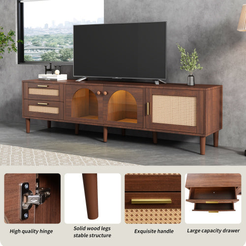 Rattan 80'' LED Entertainment Stand