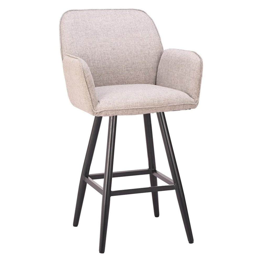 Beige Aluminum Swivel Bar Chair — 31" Seat