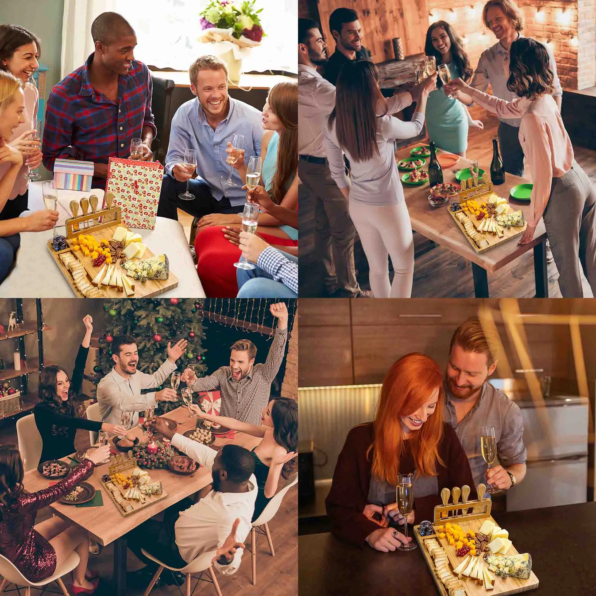 Bamboo Charcuterie Platter with Knife Set - 14x11 inch