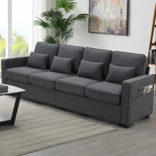 AUREMI Linen Fabric Modern Sofa with Armrest