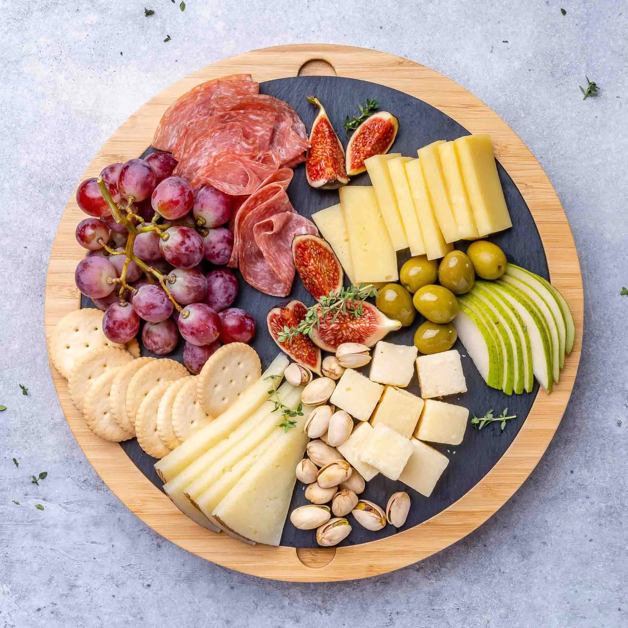 Bamboo Swivel Cheese & Charcuterie Board - 12-inch with Knives