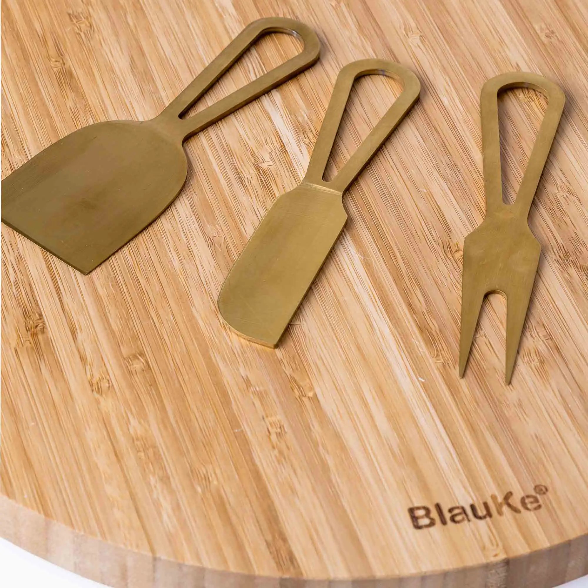 Bamboo Charcuterie Plate with Magnetic Knife Set - 13" Round