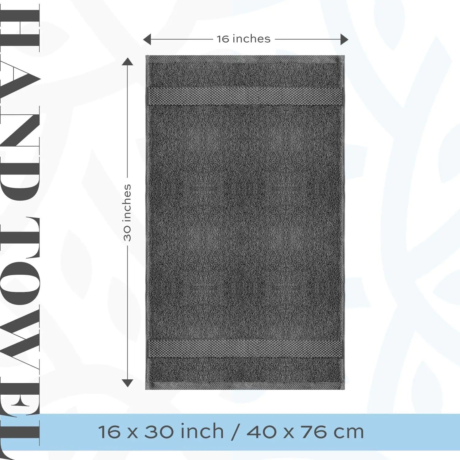 Premium Dark Gray Hand Towels 16x30 - Pack of 6