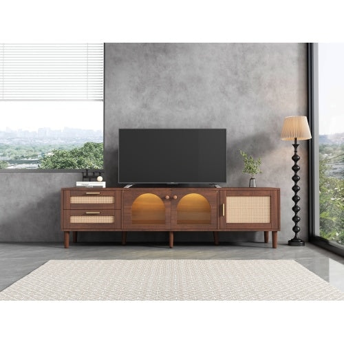 Rattan 80'' LED Entertainment Stand