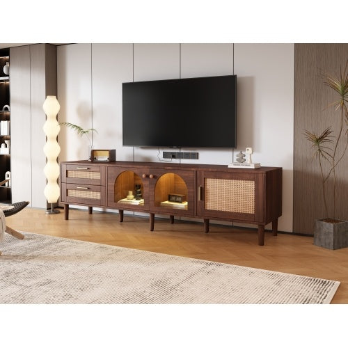 Rattan 80'' LED Entertainment Stand