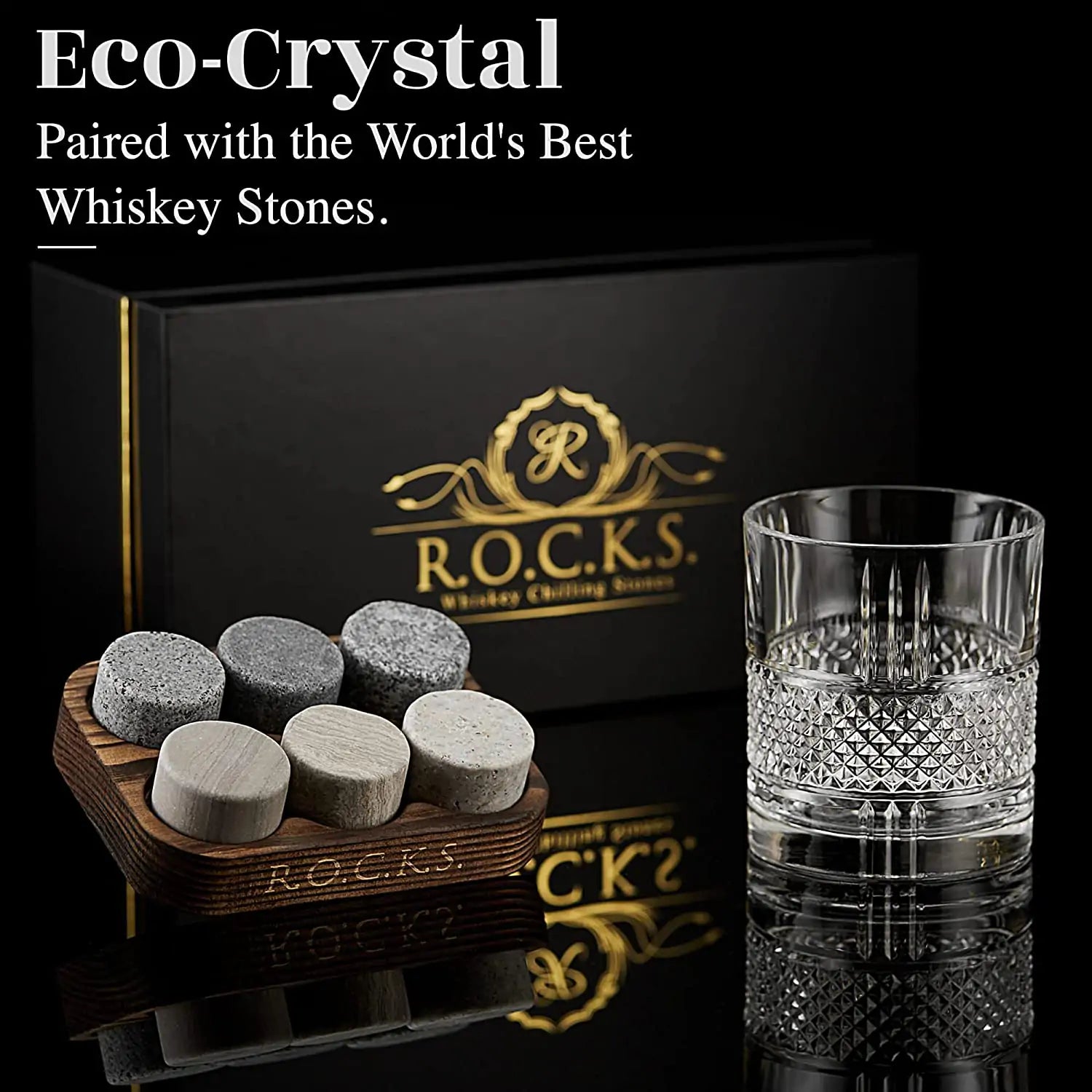 Elite Whiskey Essence Set - Crystal Glass & Stones