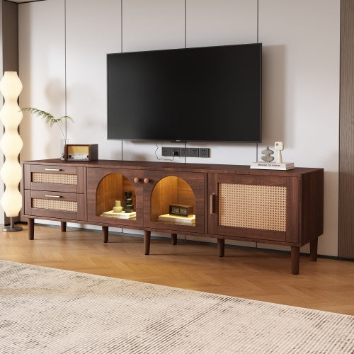 Rattan 80'' LED Entertainment Stand