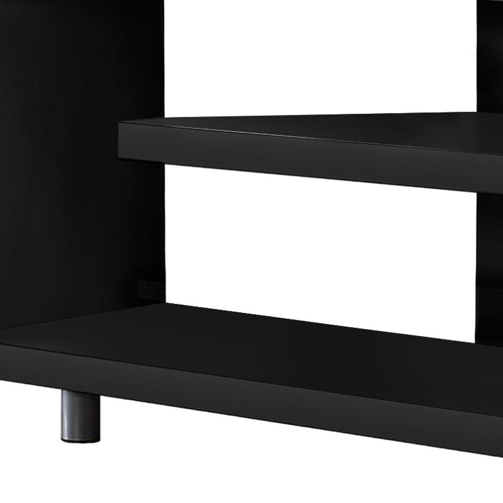 Black & Gray Open Shelving Media Console - Compact Design