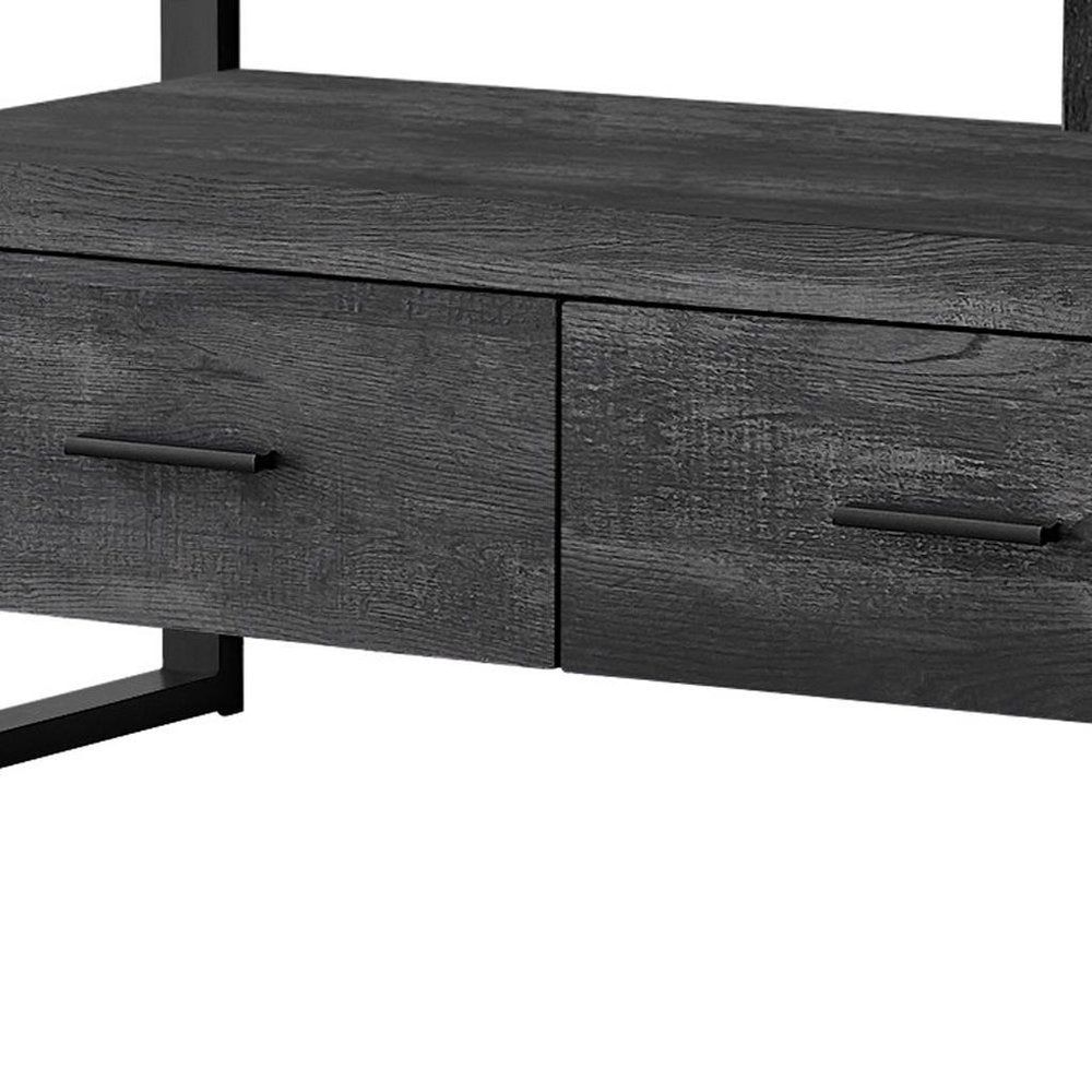 Brown & Black Cabinet Media Console - Enclosed Storage Design