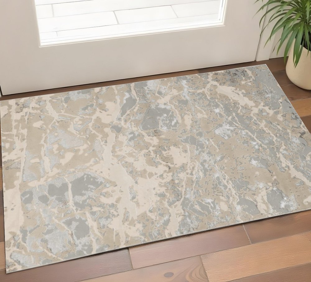 Sand Gray Beige Abstract Area Rug - Contemporary | AUREMI