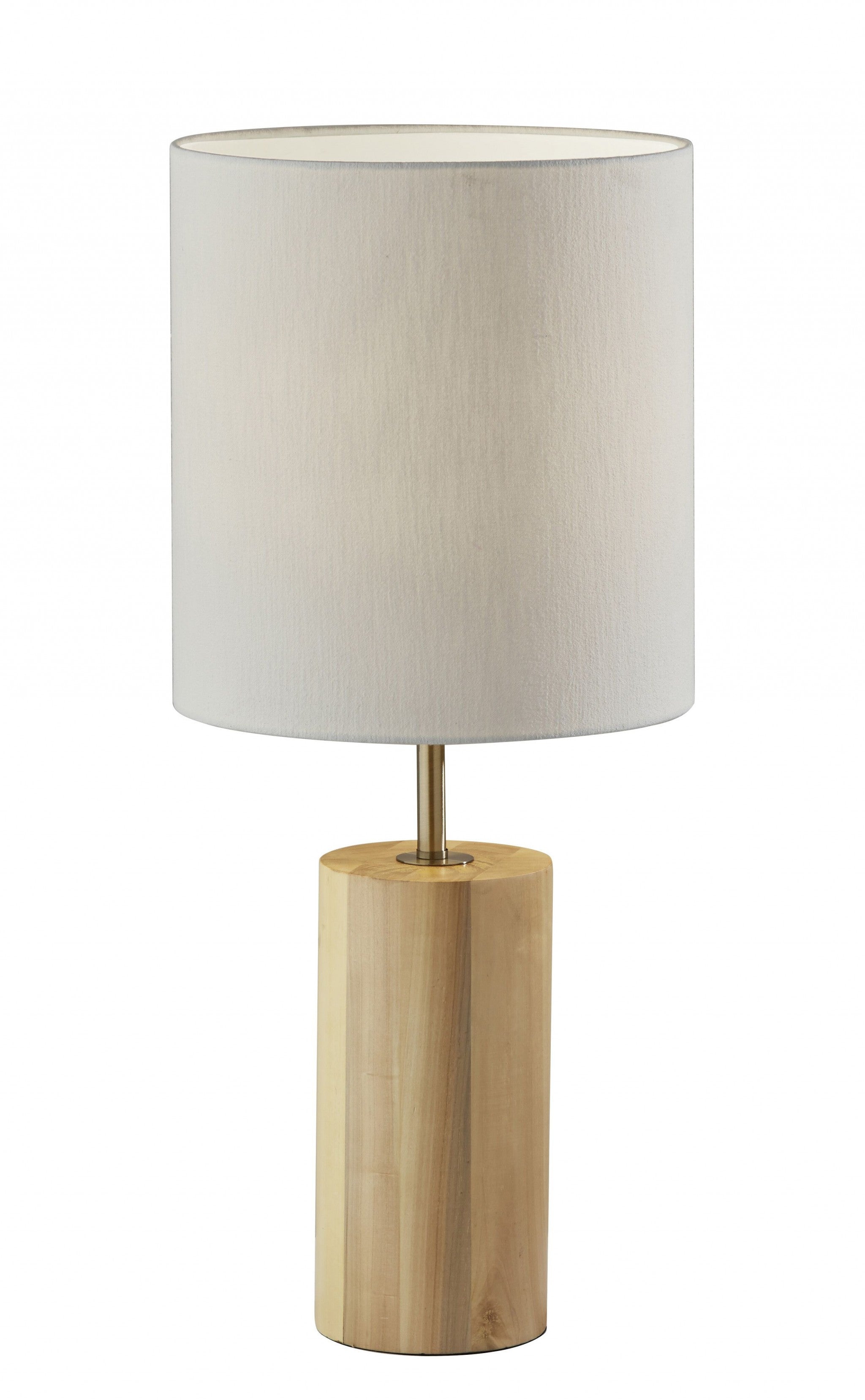 Natural Wood Circular Block Table Lamp - Modern Integrated Design