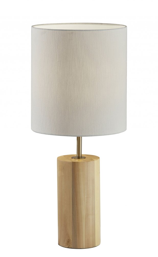 Natural Wood Circular Block Table Lamp - Modern Integrated Design