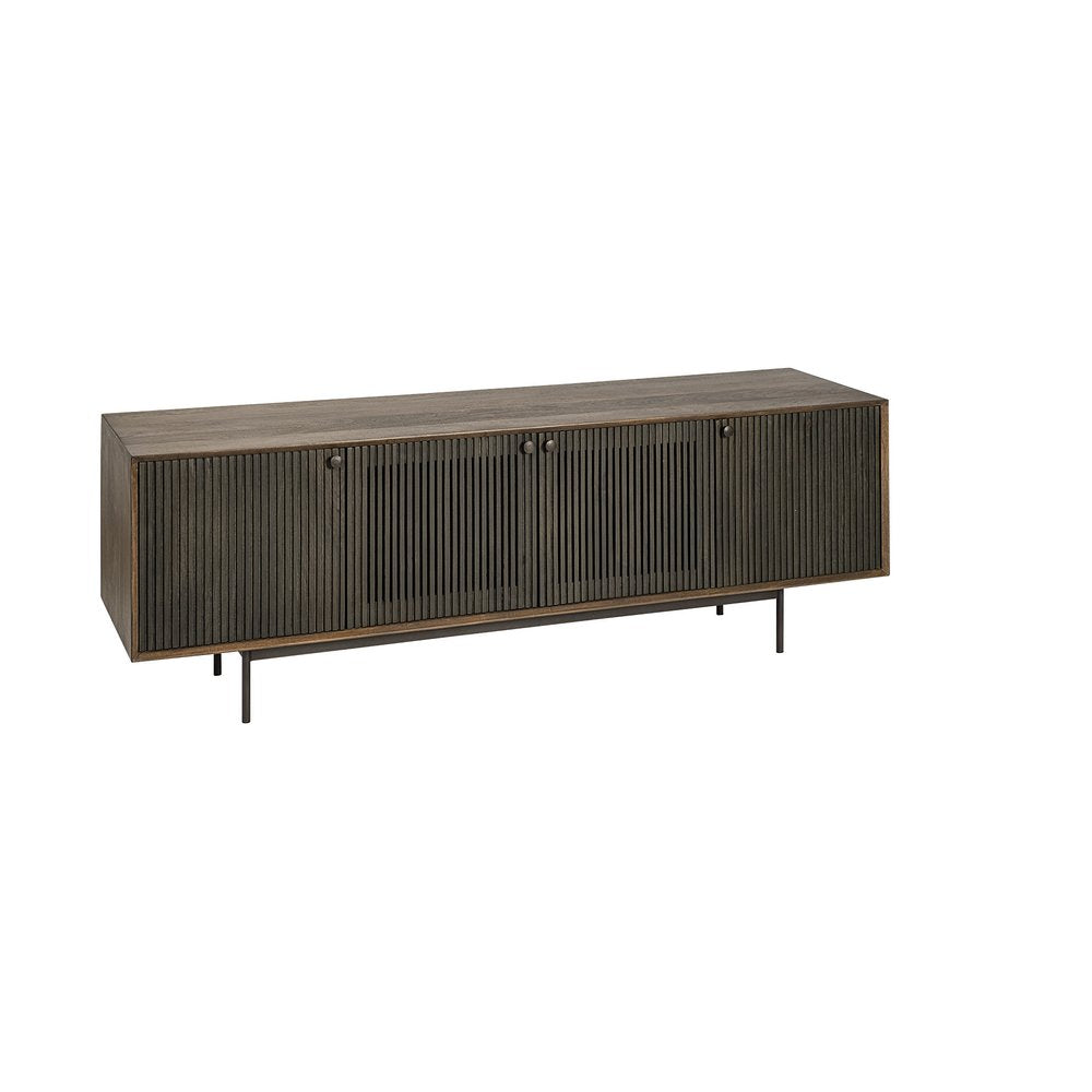 Brown Solid Wood Cabinet Media Console - Enclosed Storage