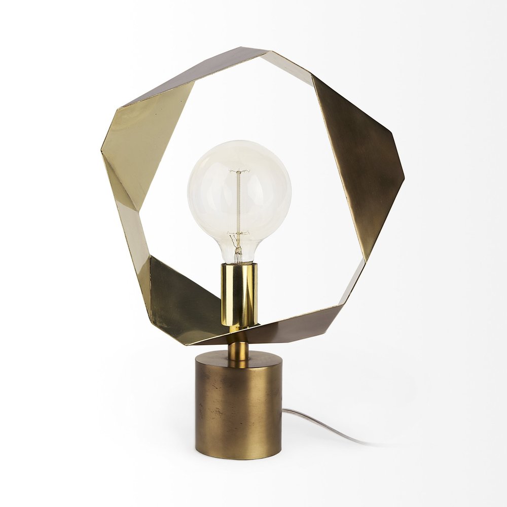 Golden Geometric Halo Table Lamp - Modern Sculptural Design