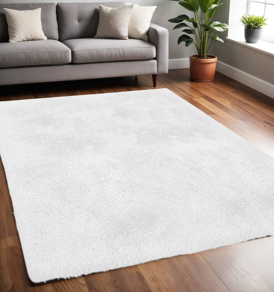 White Power Loom Area Rug - 4x5 Modern Eco-Friendly | AUREMI