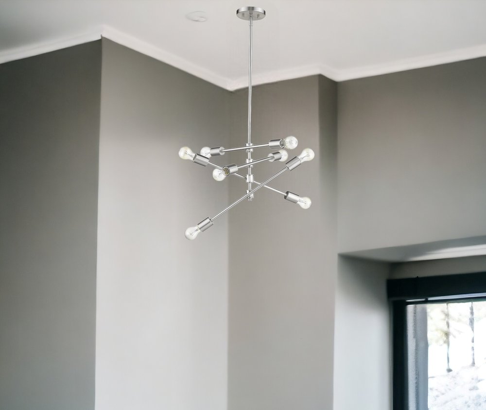 Calix 8-Light Satin Nickel Pendant - Grand Statement Chandelier