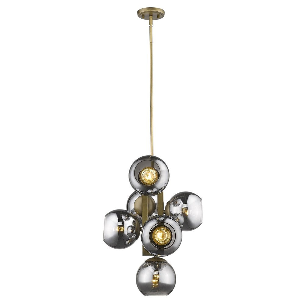 Lunette 6-Light Aged Brass Pendant - Statement Chandelier