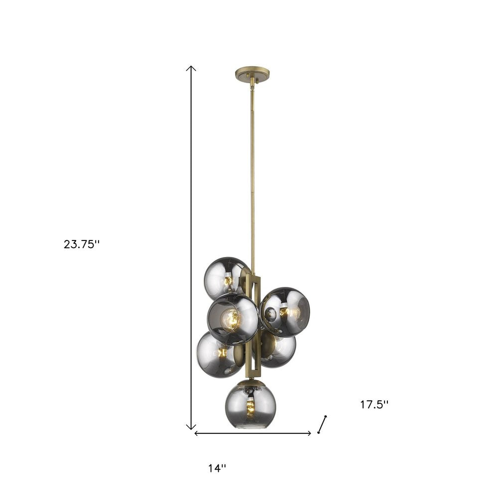Lunette 6-Light Aged Brass Pendant - Statement Chandelier