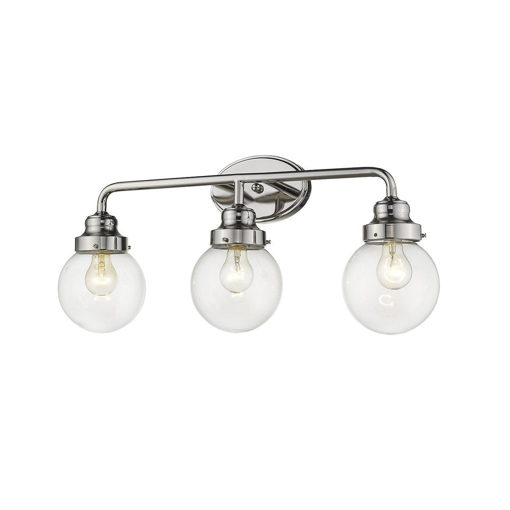 Portsmith 3-Light Polished Nickel Vanity Light - Modern Design