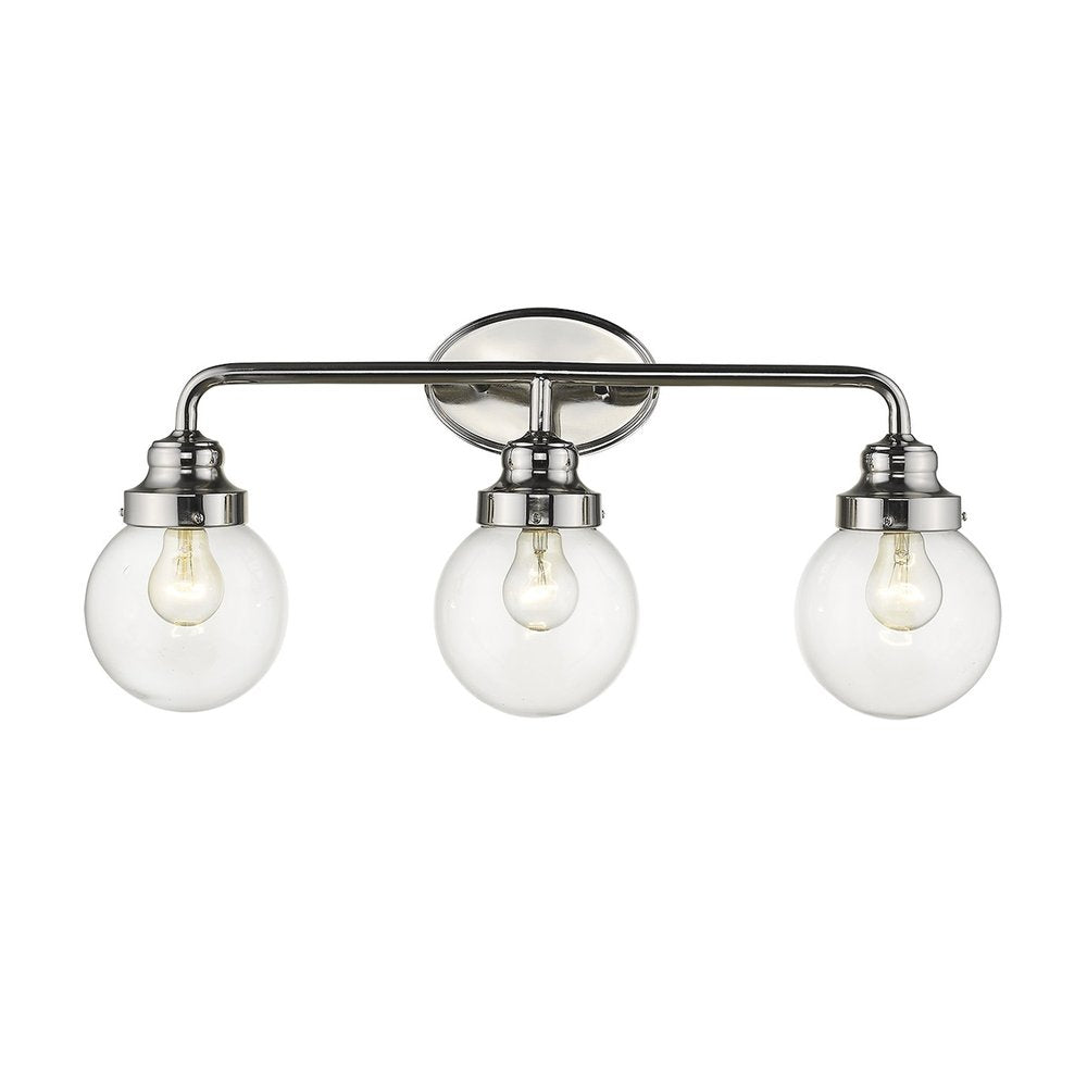 Portsmith 3-Light Polished Nickel Vanity Light - Modern Design
