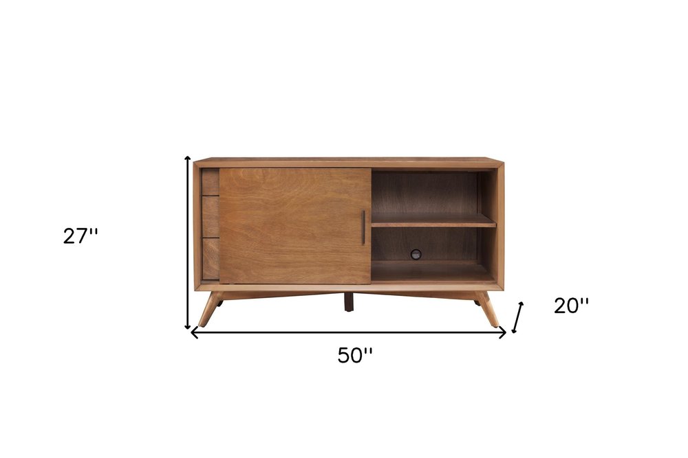 Mahogany Media Console with Storage - Rich Wood Design