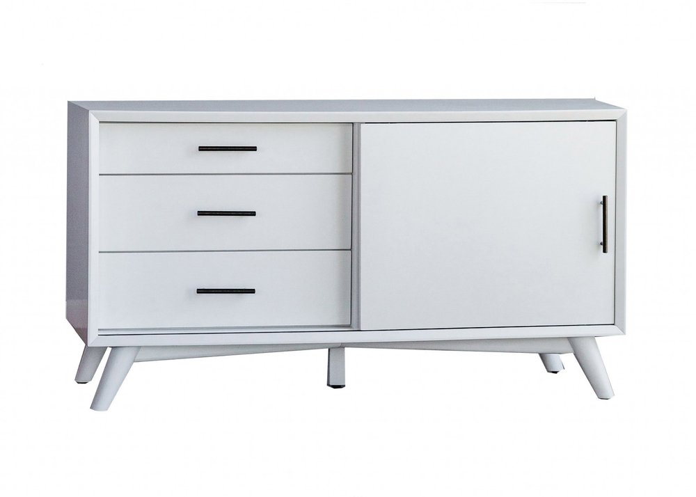 White Solid Wood Cabinet Console - Minimalist Elegance