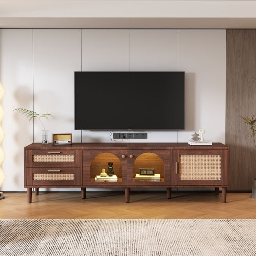 Rattan 80'' LED Entertainment Stand