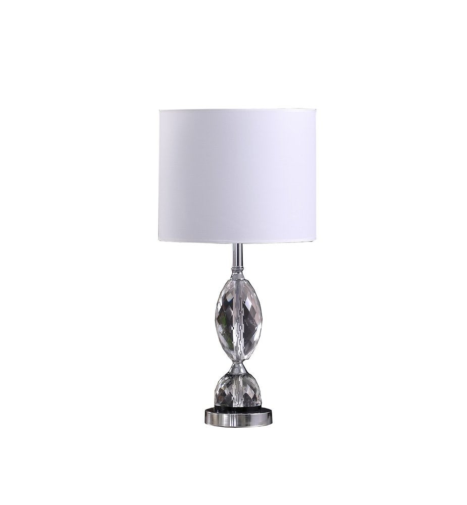 Silver Crystal Standard Table Lamp with White Shade