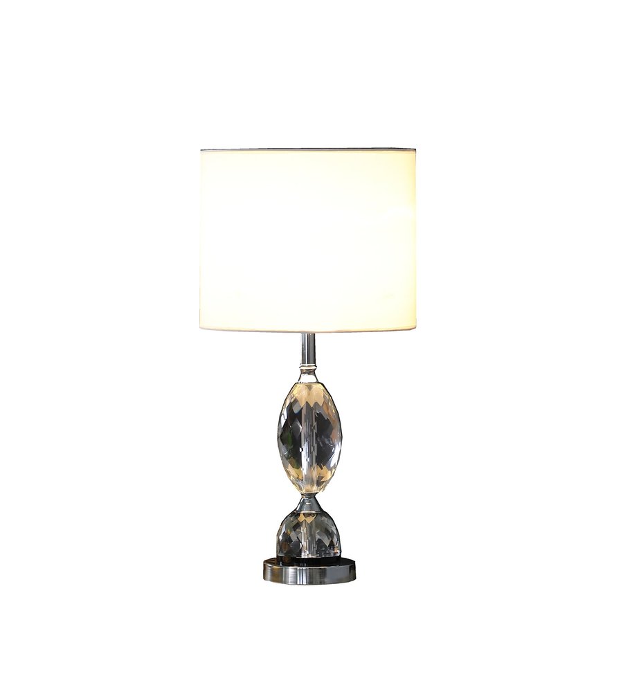 Silver Crystal Standard Table Lamp with White Shade
