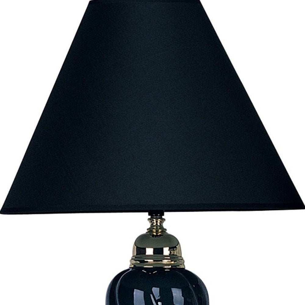Gold & Navy Blue Table Lamp with Navy Drum Shade