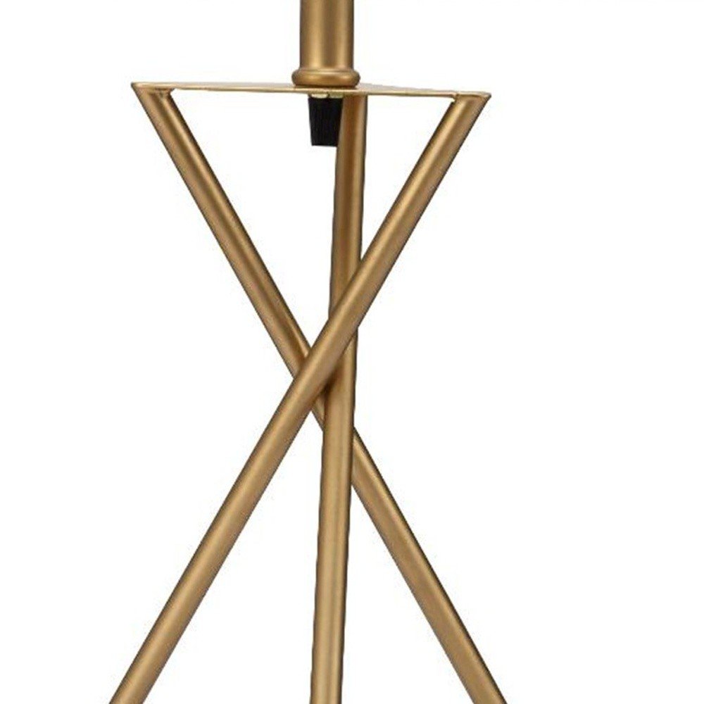 Contemporary Gold Geometric Table Lamp with White Shade
