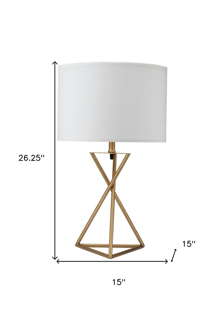 Contemporary Gold Geometric Table Lamp with White Shade