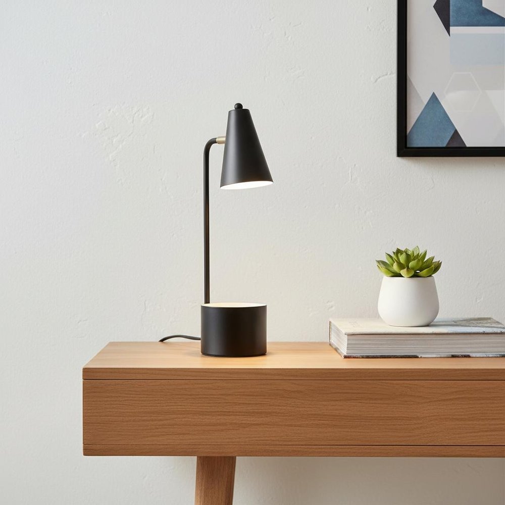 Black Desk Lamp with Cone Shade - Modern Task Lighting